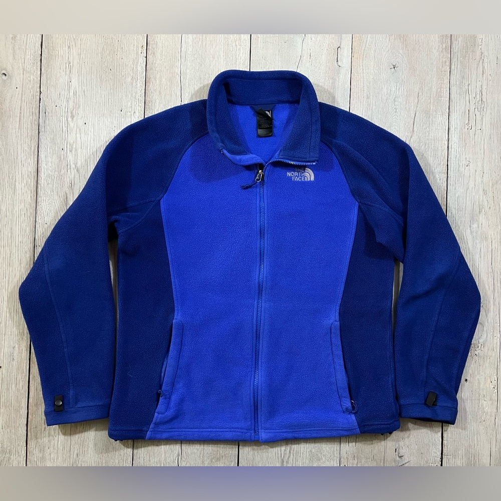 The North Face Women's Two Tone Blue Full-Zip Softshell Fleece Jacket Size L